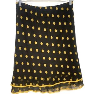 Sangria Skirt Black and Yellow Polka Dots Knee Length Skirt